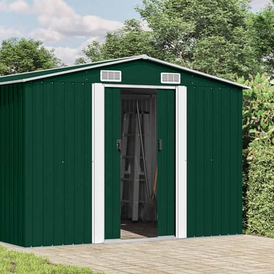 vidaXL - Tuinschuur - 257x392x181 - cm - metaal - groen