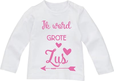 Strijkapplicatie ‘Ik word grote zus’ Magenta – Zwangerschapsaankondiging – DIY kleding