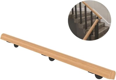 Wandsteun leuning - Houten trapleuning - Veilig traplopen - Massief hout - 27 meter - Naturel