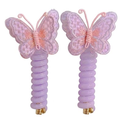 Lichtpaarse vlinder haar clip dames – kunststof haar accessoire met borduur vlinder detail – set van twee – pastel paars roze haar klem