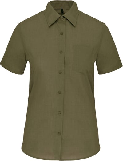 Kariban Overhemd in onderhoudsvriendelijk polykatoen-popeline korte mouwen dames K548 - Light khaki - S