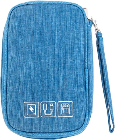 Draagbare Organizer voor Oplaadkabels, Elektronica Accessoires en Reisbenodigdheden (Mini, Blauw)