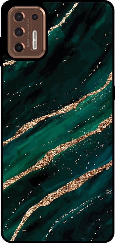 Smartphonica Telefoonhoesje Geschikt voor Motorola Moto G9 Plus met marmer opdruk - TPU backcover case marble design - Groen Goud geschikt voor Motorola Moto G9 Plus