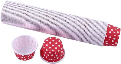 100 Stuks Rode Muffinvormen van Papier, Decoratieve Bakpapieren Voor Cupcakes en Muffins, Ideaal voor Feestjes en Verjaardagen