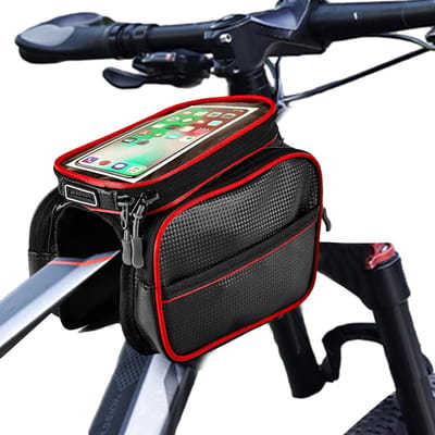 Fietstas - Stuurtas Fiets - Transparante Frametas - Waterdichte Voortas Met Grote Capaciteit - Voor Racefietsen En Mountainbikes - Ideaal Voor Fietsvakantie, Woon-Werkverkeer En Dagtrips - Zwart