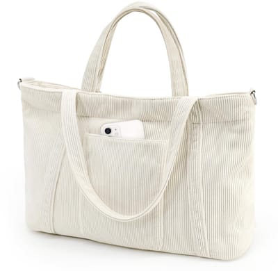 Dailygoods- Strandtas XXL met rits - Shopper Dames - Corduroy - Verstelbare Schouderriem - Grote Capaciteit - Drie Draagopties