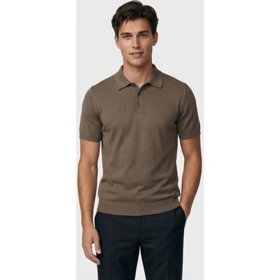 No Excess Pullover Short Sleeve Polo Button Solid Dark Moss  XL