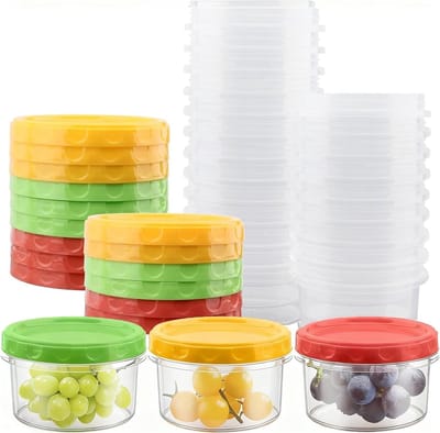 Set van 24 Stuks 250ml Kleine Vershouddozen met Deksel, Herbruikbare Plastic Opbergdozen voor Fruit, Sauzen en Snacks
