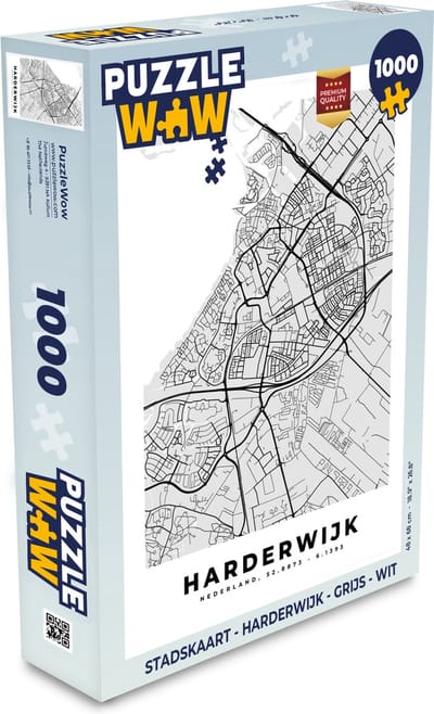 Puzzel Stadskaart - Harderwijk - Grijs - Wit - Legpuzzel - Puzzel 1000 stukjes volwassenen - Plattegrond