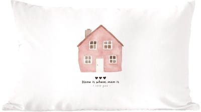 Sierkussens - Kussentjes Woonkamer - 60x40 cm - Huisje - Roze - Quote - Moeder