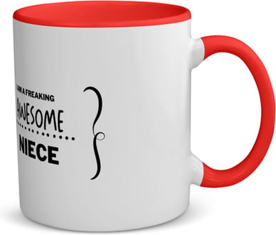 Akyol - i am a freaking awesome niece koffiemok - theemok - rood - Nicht - beste nicht - liefste nicht - verjaardag - cadeau - kado - bedankje - geschenk - 350 ML inhoud