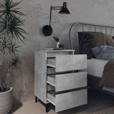 vidaXL - Nachtkastje - met - metalen - poten - 40x35x69 - cm - betongrijs