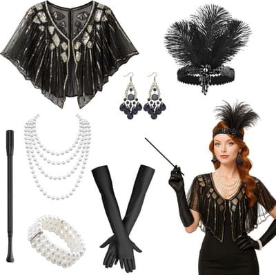 Elegante Charleston Accessoires voor Vrouwen - Perfect voor Feestjes, Maskerades en Thema-evenementen