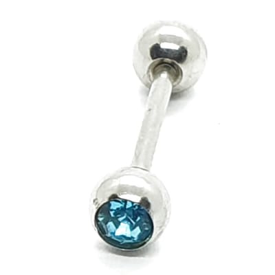 Tong Piercing - Zilver Met Steentjes