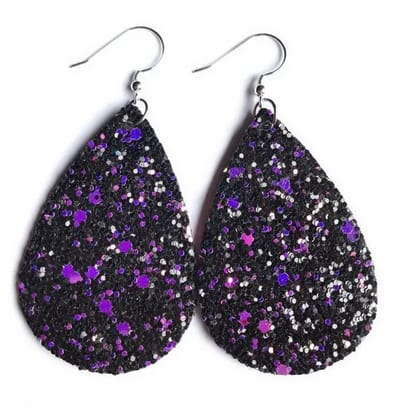 Akyol - Oorhangers kerst - oorhanger -zwarte oorhanger - zwarte oorbel - glitter oorbel - paars oorbellen - glitter - kerst - sieraad - oorhangers