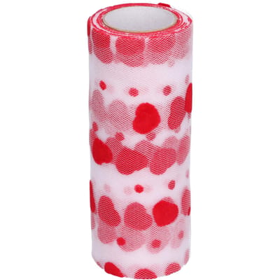 Tule Rollen 10 Yards Rood Hartvormig Patroon Verpakkingslint DIY Knippen Romantisch Knutselen white