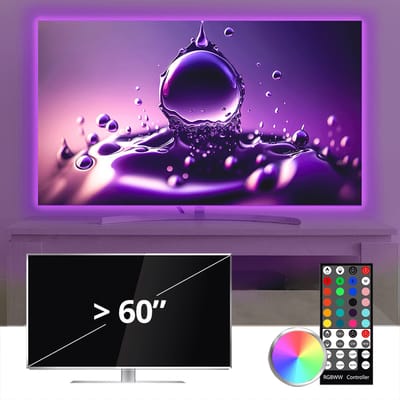 TV ledstrip USB - groter dan 60 inch - 1 strip - RGBWW - Inclusief IR afstandsbediening - Plug&Play - TV backlight led strip