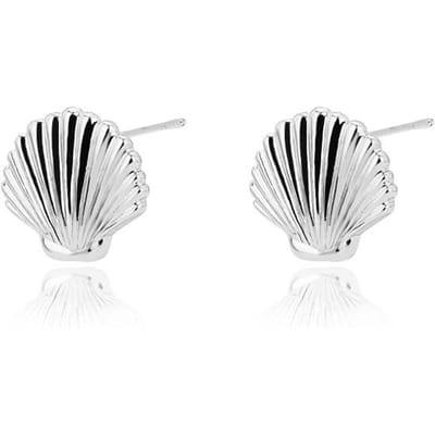 Roestvrijstalen Schelp Oorbellen Voor Vrouwen Goudkleurig Vintage Schelp Piercing Stud Oorbellen Trend Bruiloft Kerst Sieraden Cadeau white