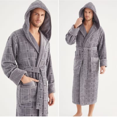 Heren Katoen Badjas Kevin / Grijs / maat XXL