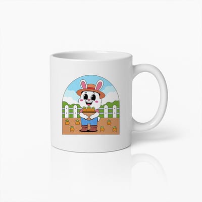 Schattige Boerenkonijn Mok – Lief Oogstontwerp met Wortels – 330ml Keramische Koffiemok voor Kinderen & Dierenliefhebbers
