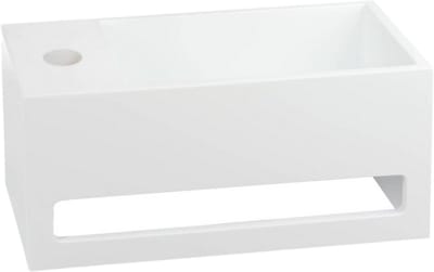 AquaVik Fontein Toilet Kraan Links - Solid Surface Mat Wit - 35cm - 35x20x16cm - Handdoekhouder - Handenwasser - Wc Fontein - Toiletfontein