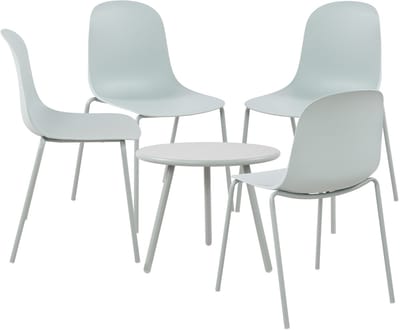 CLP Mindin tuinset - voor de tuin - loungeset - Set van tafel Minot en 4 x stoel Hardin - UV-bestendig - Tuinmeubelen - turkis