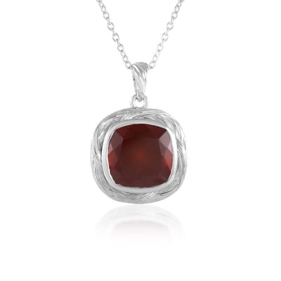 Cavill - Hessoniet Granaat Halsketting 7,28 ct - 925 Sterling Zilver Geplatineerd - Antiek Kussen Slijpsel - Elegante Dames Sieraden 45,7 cm