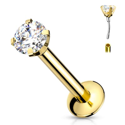 Piercing push in - chirurgisch staal - 0.8x6x2 mm - goud - LMPiercings