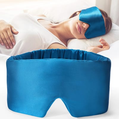 100% Zijde Natuurlijk Slaapmasker, Zacht en Glad Oogmasker, Slaapondersteunend Oogmasker, Nachtelijk Lichtblokkerend en Ademend Oogmasker