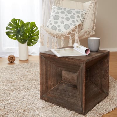 Homestyle4u Hocker - 38x40x40 cm - Bruin - Hout - Bijzettafel