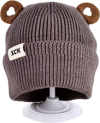 Decopatent XCM - Muts Kind - Kinder muts met Oren - Teddy Bear - 6 Maanden t/m 6 jaar - Maat 48/52 - Kindermutsen Jongens & Meisjes - Gebreide Muts met Binnenvoering - Muts Baby / Peuter / Kleuter - Wintermuts - Kleur: Bruin