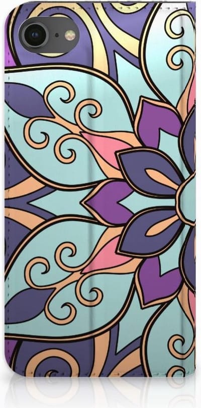 Book Case voor iPhone 7 | 8 | SE (2020) | SE (2022) Smart Cover Purple Flower
