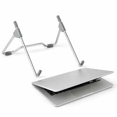 Knaak Laptop Standaard - Opvouwbaar - Verstelbaar - Aluminium Laptop Verhoger - Laptophouder - Geschikt Voor Laptop en Tablet - Zilver