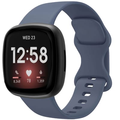 Siliconen Sport bandje - Geschikt voor Fitbit Sense/ Versa 3/ Versa 4/ Sense 2 - Donkerblauw