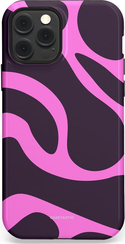 Casetastic hoesje geschikt voor Apple iPhone 12 / Apple iPhone 12 Pro - MagSafe - Dubbellaagse bescherming - Roze Paarse Lavendel Abstractie - Fashion Case - Donkergrijs Roze