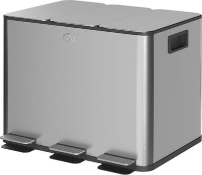 4goodz Pedaalemmer Afvalscheiding 3 x 20L - Geurfilter - Soft-Close - emmers uitneembaar - Zilver