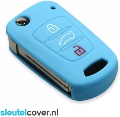 Autosleutel Hoesje geschikt voor Hyundai - SleutelCover - Silicone Autosleutel Cover - Sleutelhoesje Lichtblauw