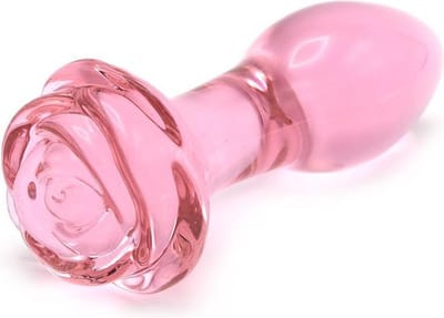 Kiotos Glass - Glazen Buttplug Met Roos - Roze