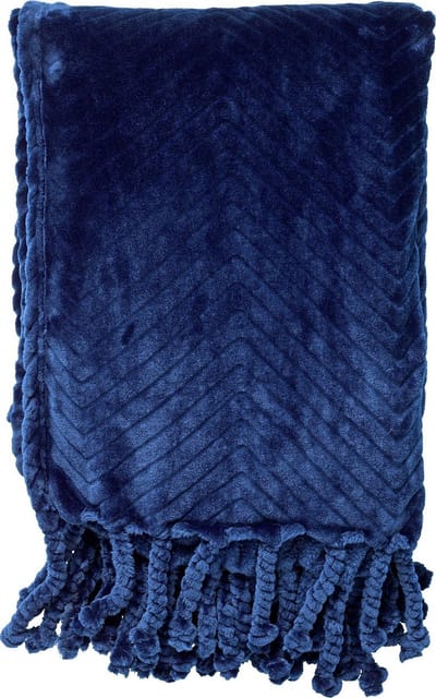 Dutch Decor - ZIGGY - plaid 140x180 cm - fleece - zigzagpatroon - Insignia Blue - blauw