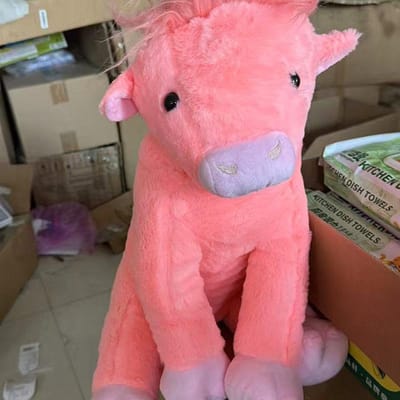 Grappig Roze Schotse Hooglandkoe Pluche Speelgoed Kawaii Gevlekte Koe Knuffeldier Pop Squishy Pluizig Pluche Kussen Voor Kinderen Verjaardagscadeau 28cm
