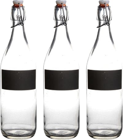 Water/weck/sap flessen met krijtvakje - 8x stuks - 970 ml - Met beugeldop - voor al uw sapjes