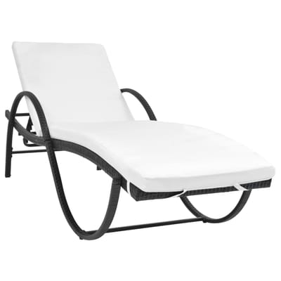 vidaXL - Ligbed - met - kussen - en - tafel - poly - rattan - zwart