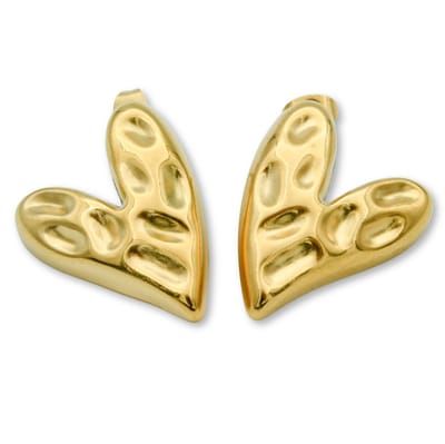 Marama - Oorbellen Jolie Heart Goud - stainless steel - nikkelvrij - gold plated - liefde - reliëf - cadeau - comfortable pasvorm - steeksluiting