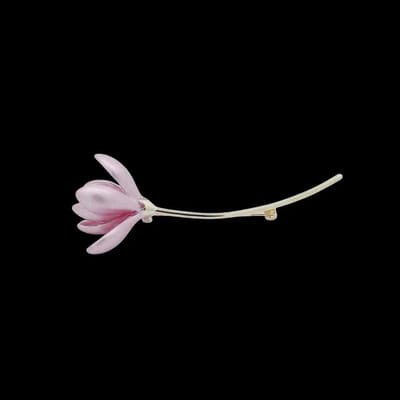 Victoria Valenza Goudkleurige Krokusbloem Broche met Roze Emaille - Broche - Goudkleurig - Krokusbloem broche