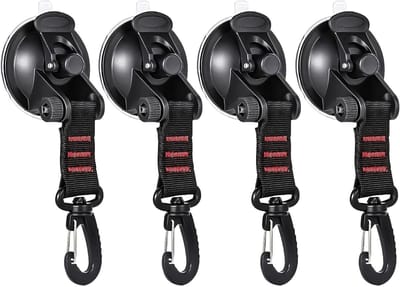 Set van 4 Zuignappen voor Camping met Haken, Extra Sterke Zuignappen voor Thuis, Auto en Tentgebruik