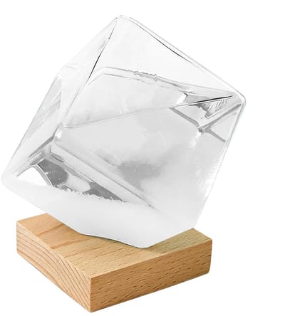 Weersvoorspeller Kristal - Barometer Decoratie - Weer Observeren - Houten Basis - 5.5 Inch - Wit