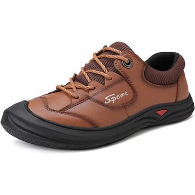 Herfst Heren Casual Schoenen Toplaag Koeienhuid Herenschoenen Echt Leer Outdoor Wandelschoenen Dikke Zool Antislip Wandelschoenen Heren Mode 46 bruin