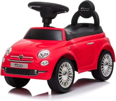 Fiat 500 Loopauto 1 tot 3 jaar – Officieel Gelicentieerde Fiat Loopauto met Claxon & Opbergvak – Binnenspeelgoed Peuter met Blokstandaard & Cadeaubox – Rood