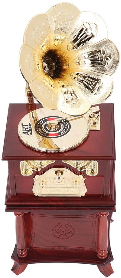 Dailygoody - Grammofoon Muziekdoos - Retro Ornament - Decoratieve Muziekdoos - Bruin - Mechanische Muziekdoos - Sfeervolle Tafel Decoratie - Geschikt .