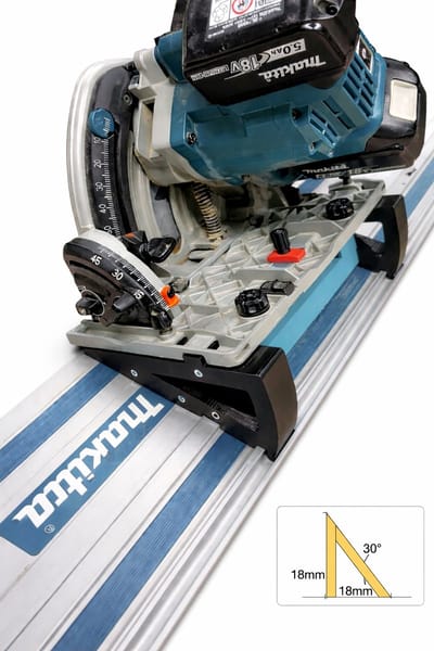 Makita professionele hoekvergroter "RailAnglePRO" 25-70° voor de geleiderail (compatibel met Makita DSP600 SP6000 serie)